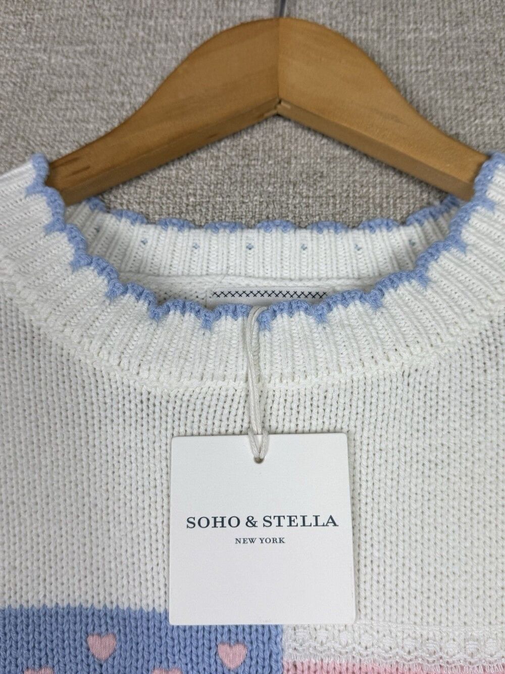 Soho & Stella American Flag Sweater Small White Patriotic Knit Pullover USA NWT - Picture 7 of 11
